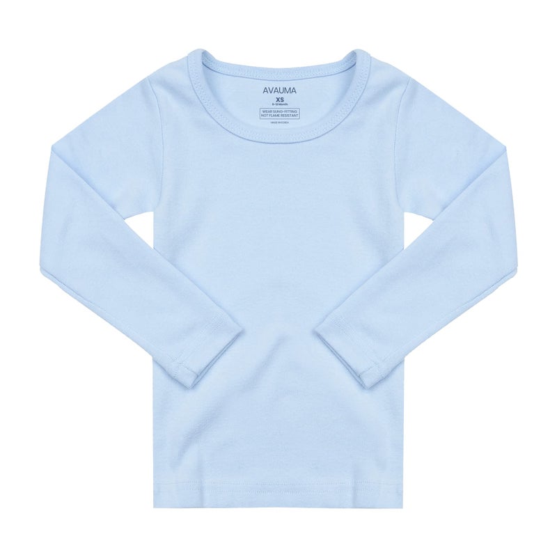 AVAUMA Baby Boys Girls Pajama Set Kids Toddler Snug fit Basic Cotton Sleepwear pjs for Daily (Sky Blue-1 Large) - Image 2
